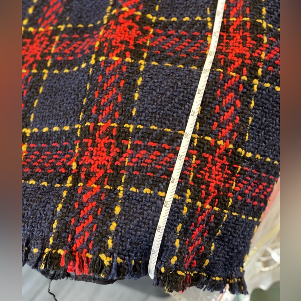 Plaid Knit Fabric in Red, Blue, and Yellow